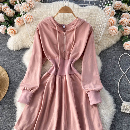 Casual Hooded A Line Dress RF0152