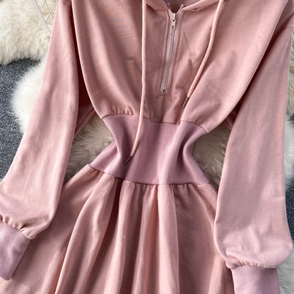 Casual Hooded A Line Dress RF0152
