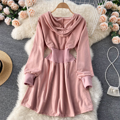 Casual Hooded A Line Dress RF0152