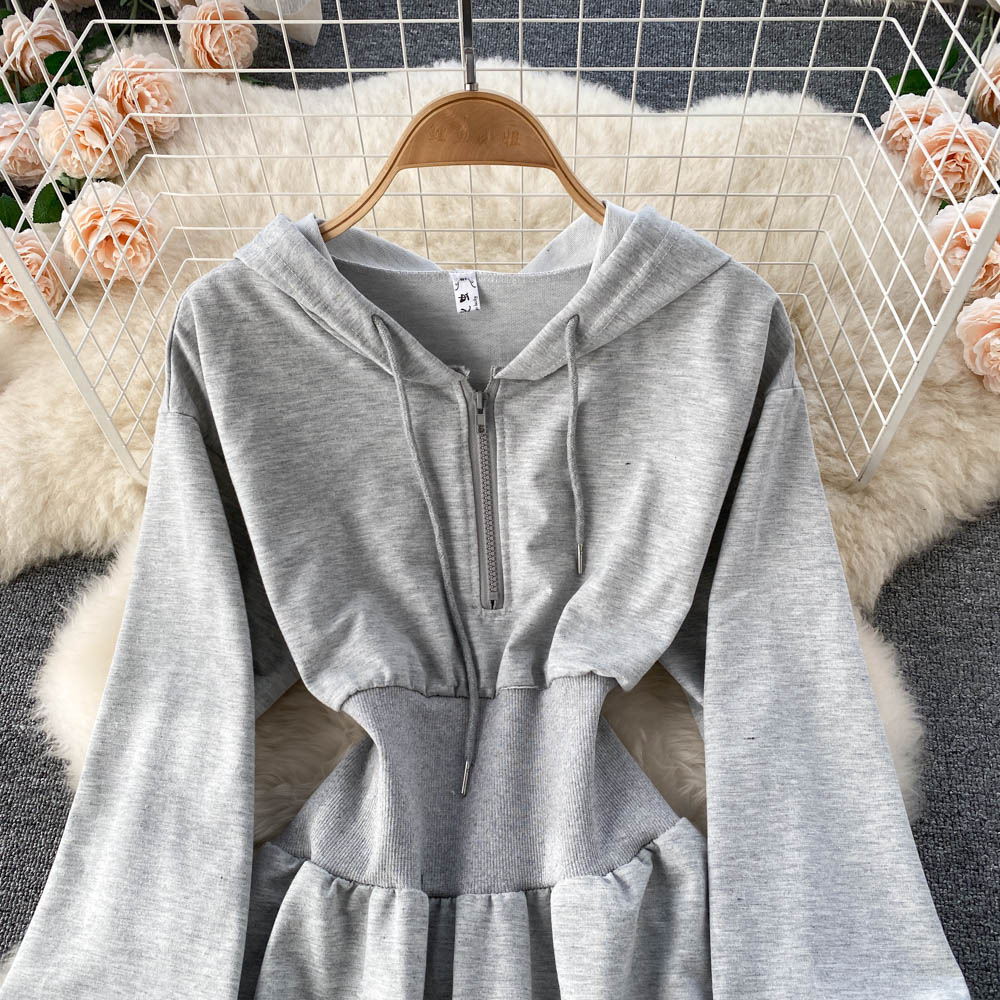 Casual Hooded A Line Dress RF0152