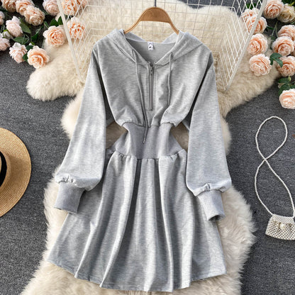 Casual Hooded A Line Dress RF0152