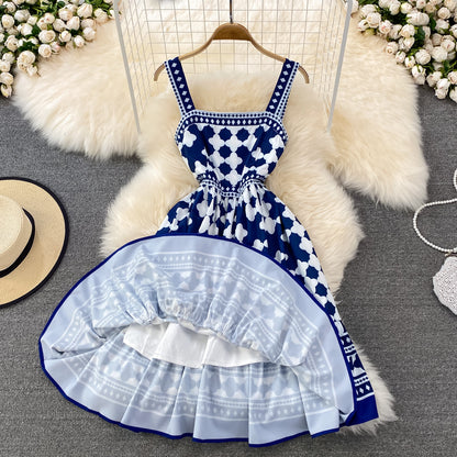 Cute A Line Short Dress Blue Fashion Dress RF0149