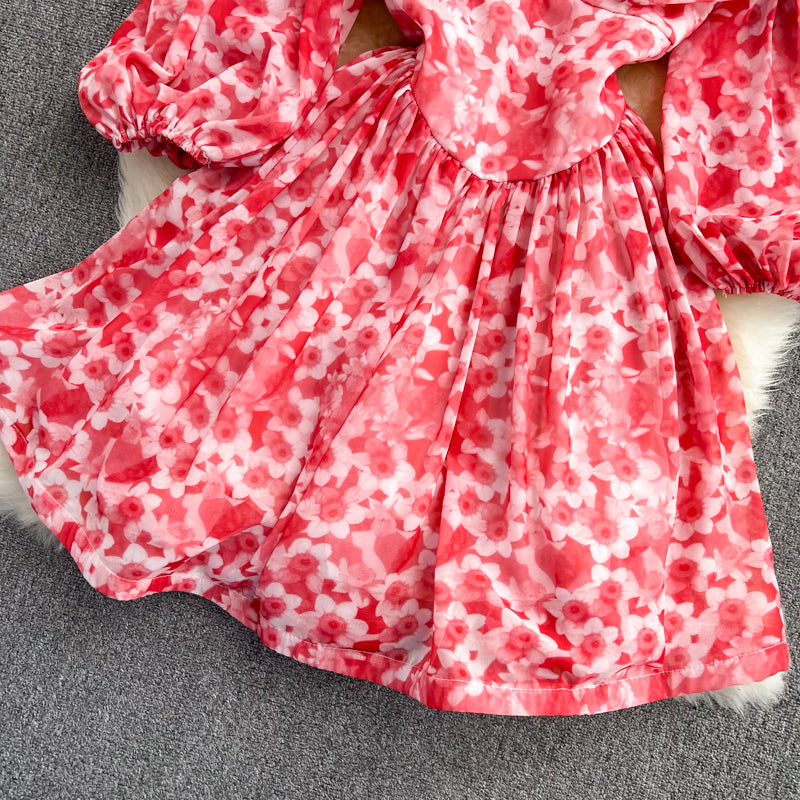 Robe courte à fleurs trapèze mignonne pour fille, robe tendance RF0147