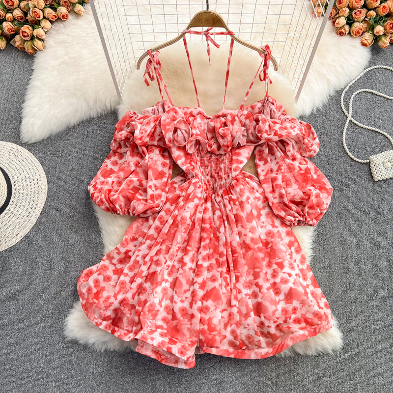 Robe courte à fleurs trapèze mignonne pour fille, robe tendance RF0147