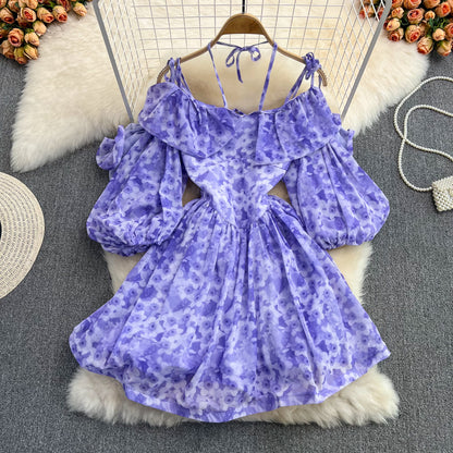 Robe courte à fleurs trapèze mignonne pour fille, robe tendance RF0147