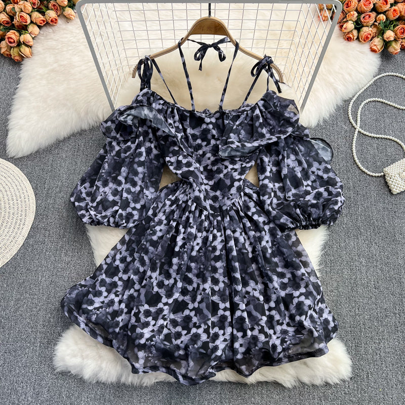 Robe courte à fleurs trapèze mignonne pour fille, robe tendance RF0147