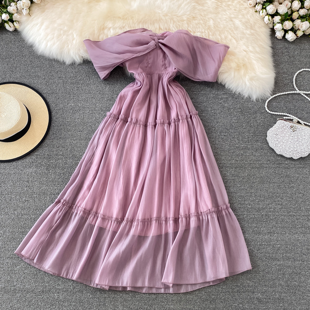 Purple A Line Short Dress Off Shoulder Party Dress RF0142