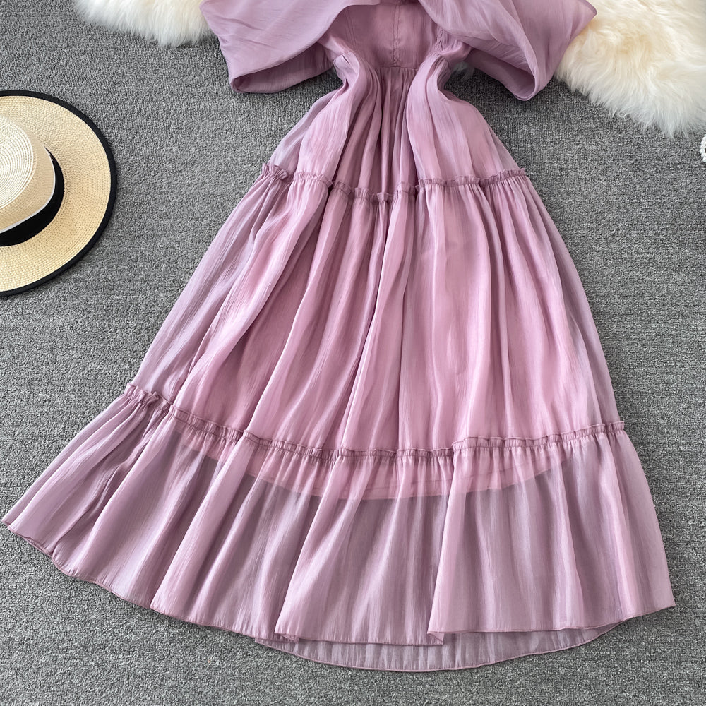 Purple A Line Short Dress Off Shoulder Party Dress RF0142