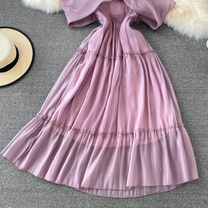 Purple A Line Short Dress Off Shoulder Party Dress RF0142