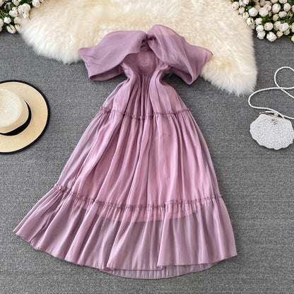 Purple A Line Short Dress Off Shoulder Party Dress RF0142