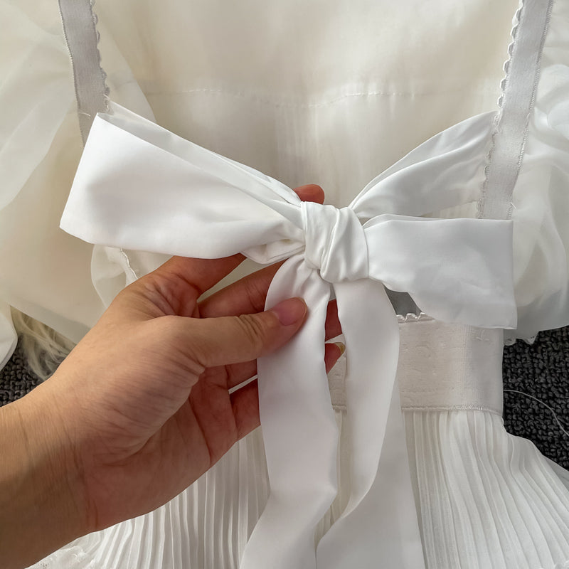Cute Bow Dress White A Line Fashion Dress RF0136