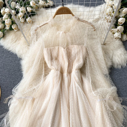 Cute Tulle Long Sleeve Dress A Line Short Dress RF0133