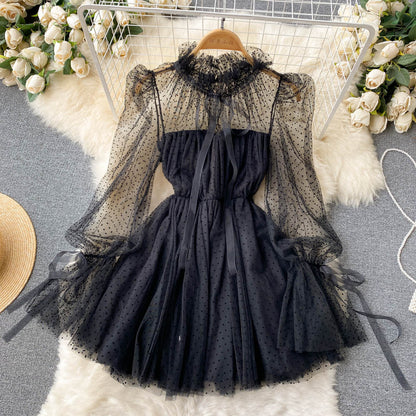 Cute Tulle Long Sleeve Dress A Line Short Dress RF0133