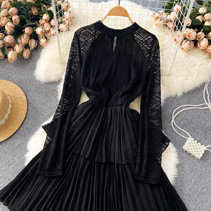 A Line Chiffon Lace Long Sleeve Dress Fashion Dress RF0125