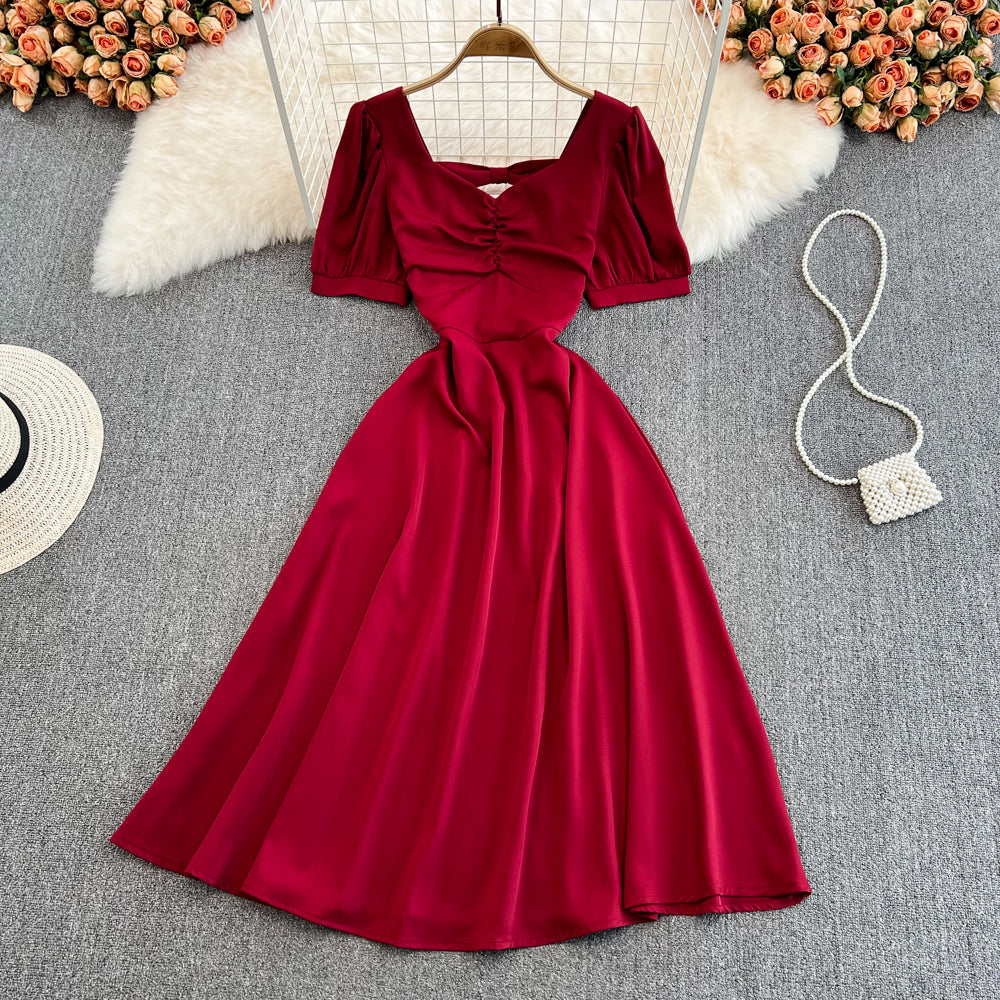 Robe courte trapèze à nœud mignon, robe tendance RF0123