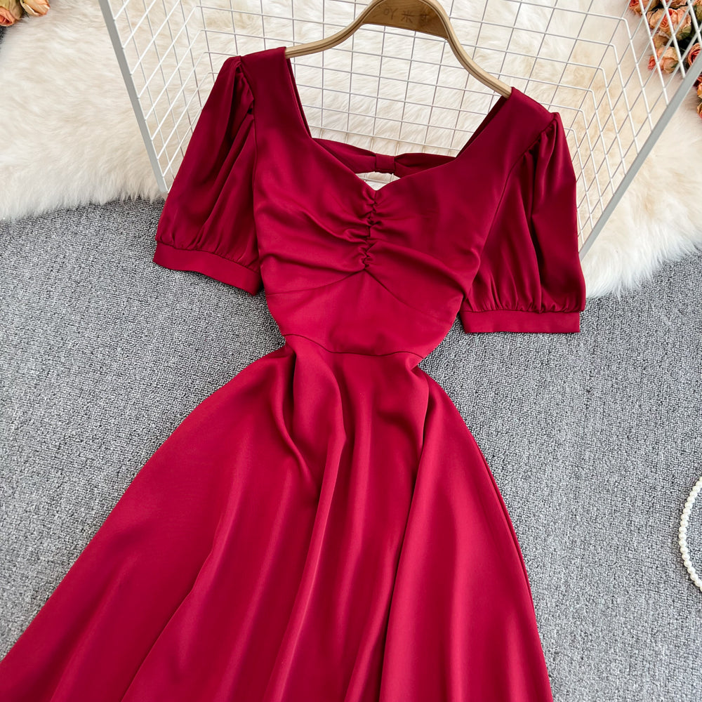 Robe courte trapèze à nœud mignon, robe tendance RF0123