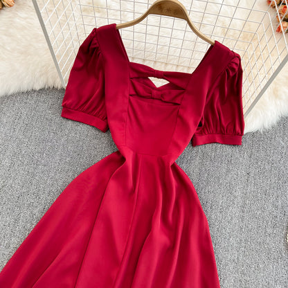 Robe courte trapèze à nœud mignon, robe tendance RF0123
