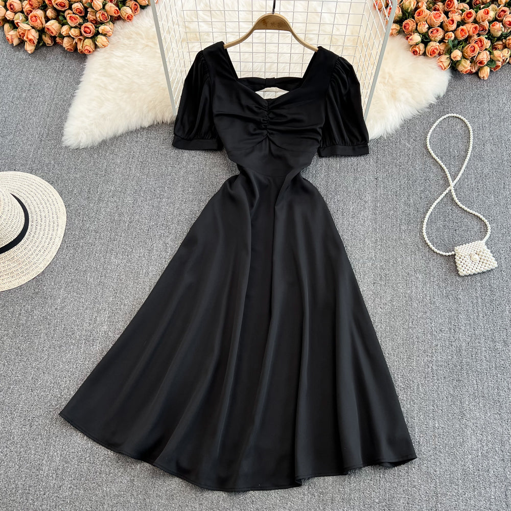 Robe courte trapèze à nœud mignon, robe tendance RF0123