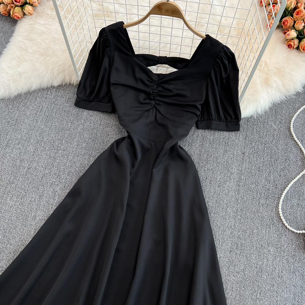 Robe courte trapèze à nœud mignon, robe tendance RF0123