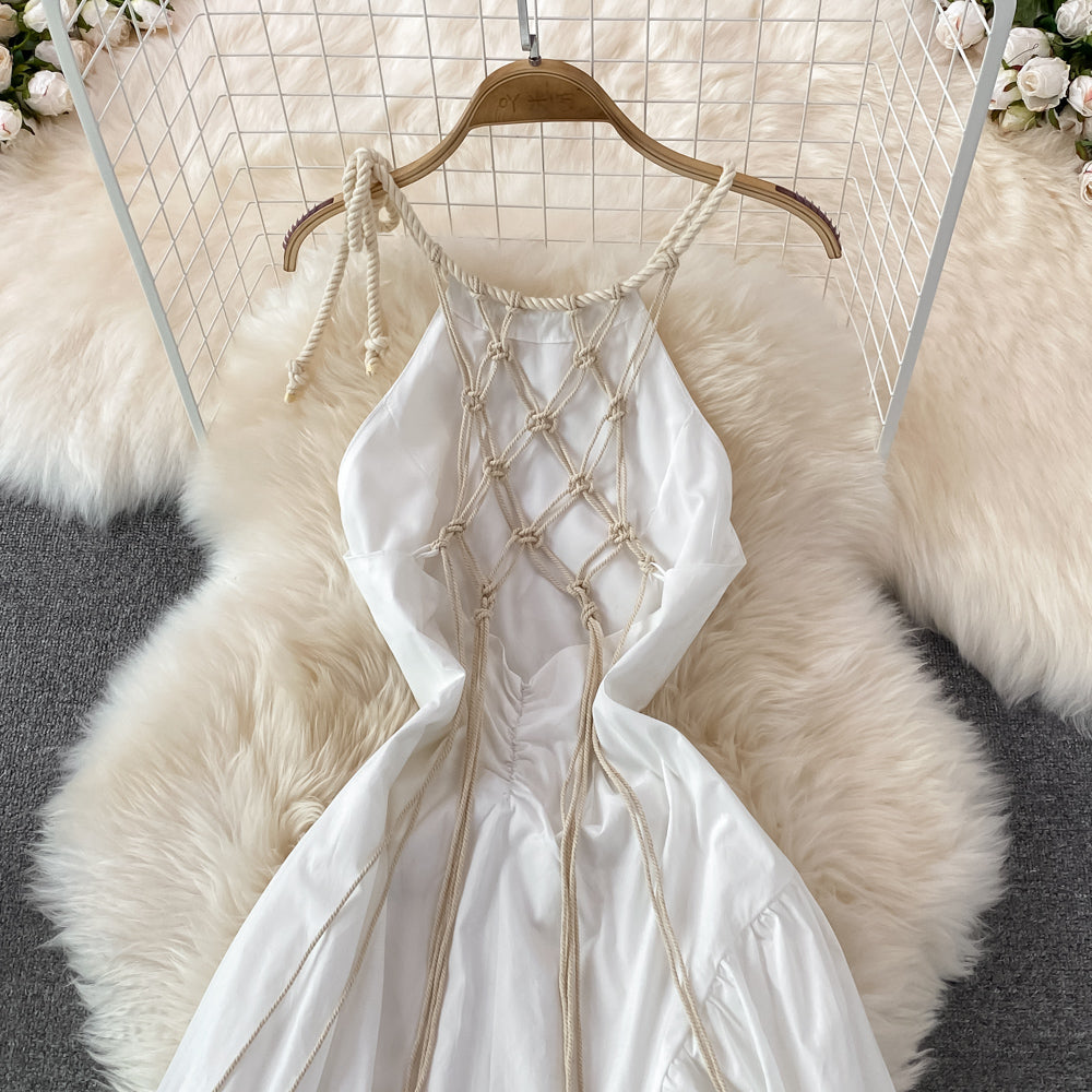 White A Line Backless Short Dress Fashion Dress RF0122