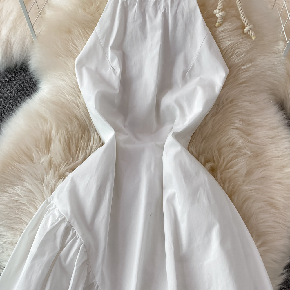 White A Line Backless Short Dress Fashion Dress RF0122
