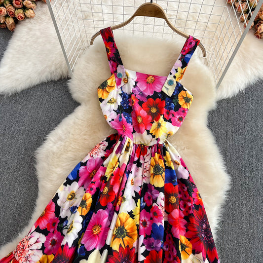 Sweet Flower Pattern Short Dress A Line Fashion Dress RF0118