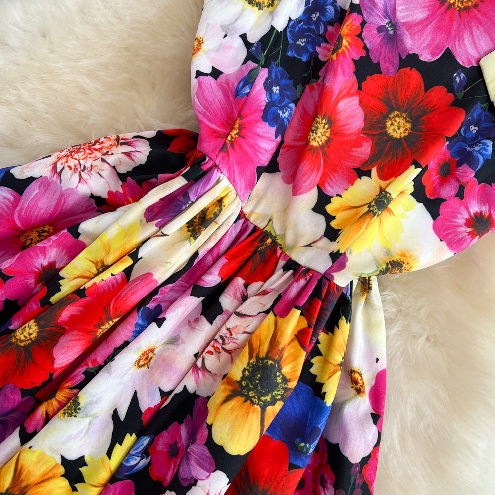 Sweet Flower Pattern Short Dress A Line Fashion Dress RF0118