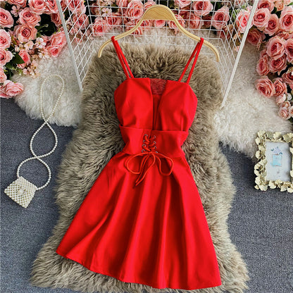 A Line Lace Up Dress Fashion Dress RF0116