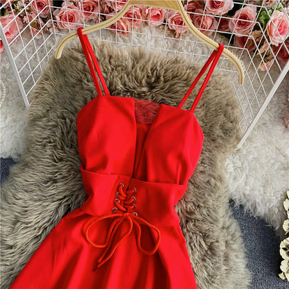 A Line Lace Up Dress Fashion Dress RF0116