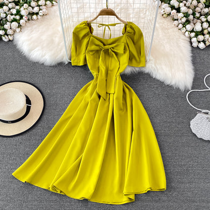 Cute Bow A Line Short Dress RF0114
