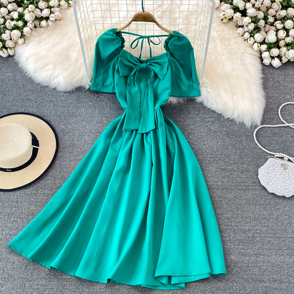 Cute Bow A Line Short Dress RF0114