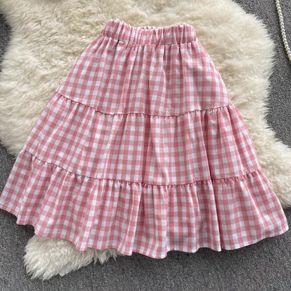 Cute Plaid Two Piece Dress A Line Fashion Dress RF0112