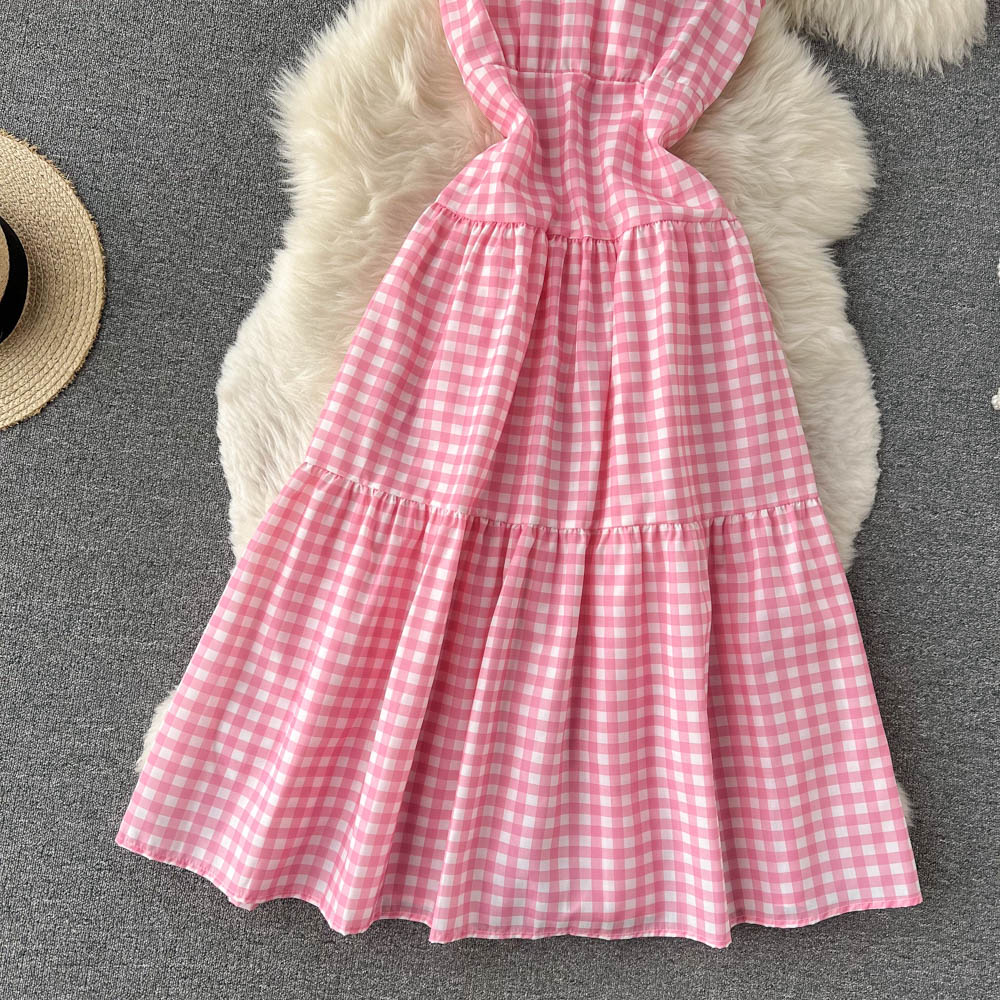 Sweet Plaid One-shoulder Dress A Line Fashion Dresses RF0111