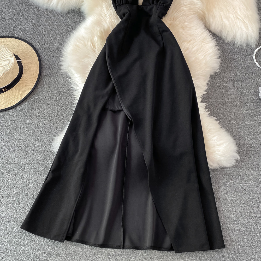 Black A Line Short Dress Backless Party Dress RF0110