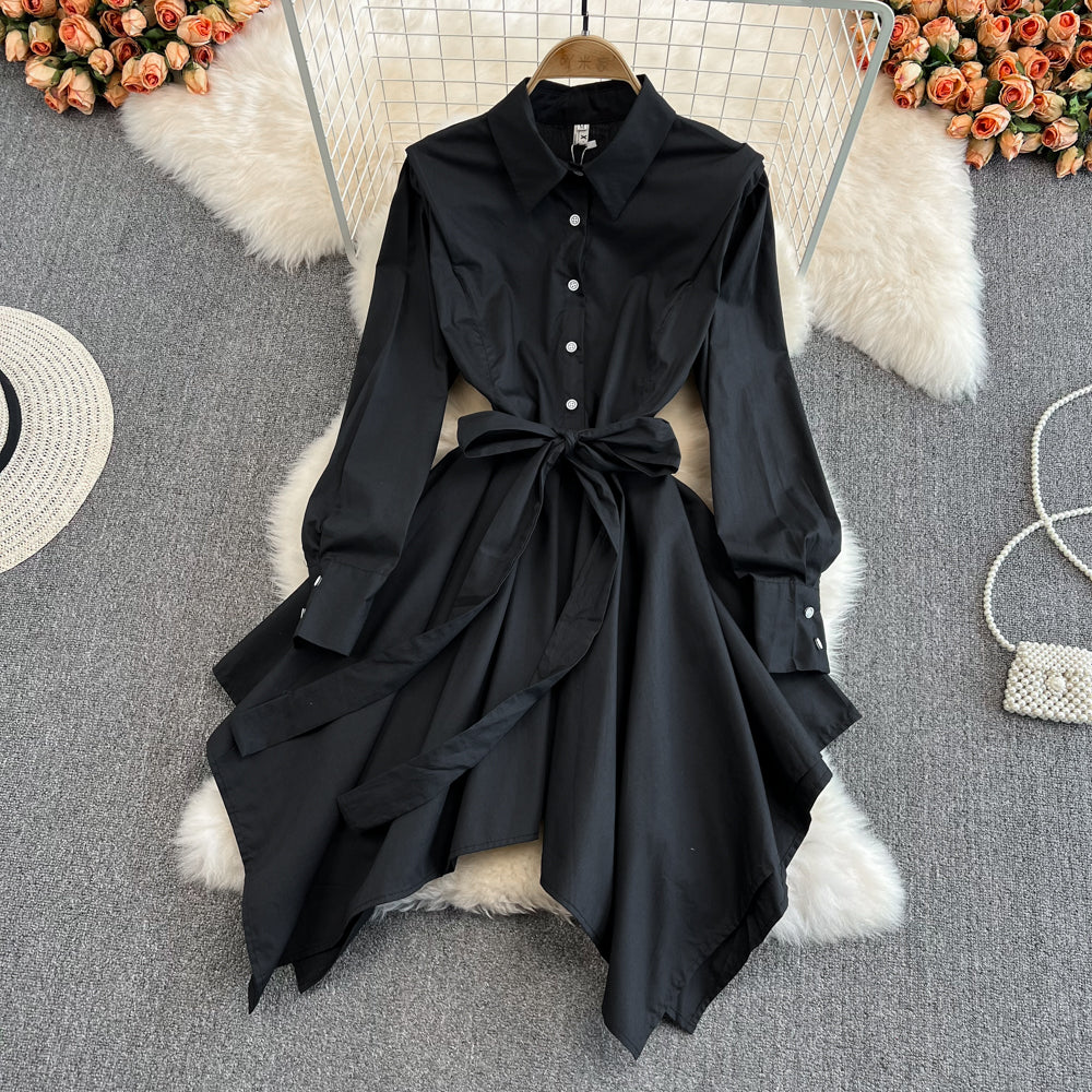 Fashion Irregular Long Sleeve Shirt Dress RF0109