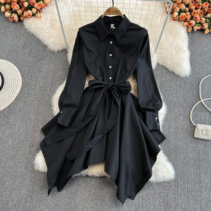 Fashion Irregular Long Sleeve Shirt Dress RF0109