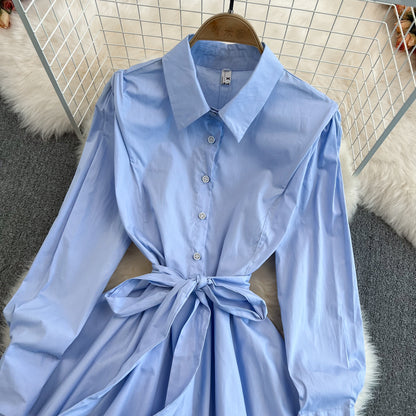 Fashion Irregular Long Sleeve Shirt Dress RF0109