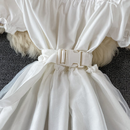 A Line High Low Dress White Fashion Dress Black A Line Dress RF0106