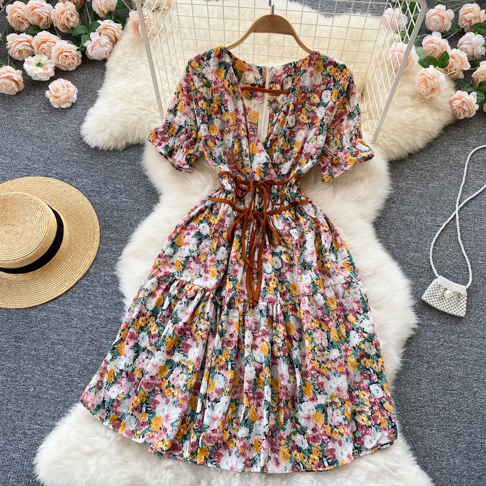 Cute Floral Short Dress A Line Fashion Dress RF0103