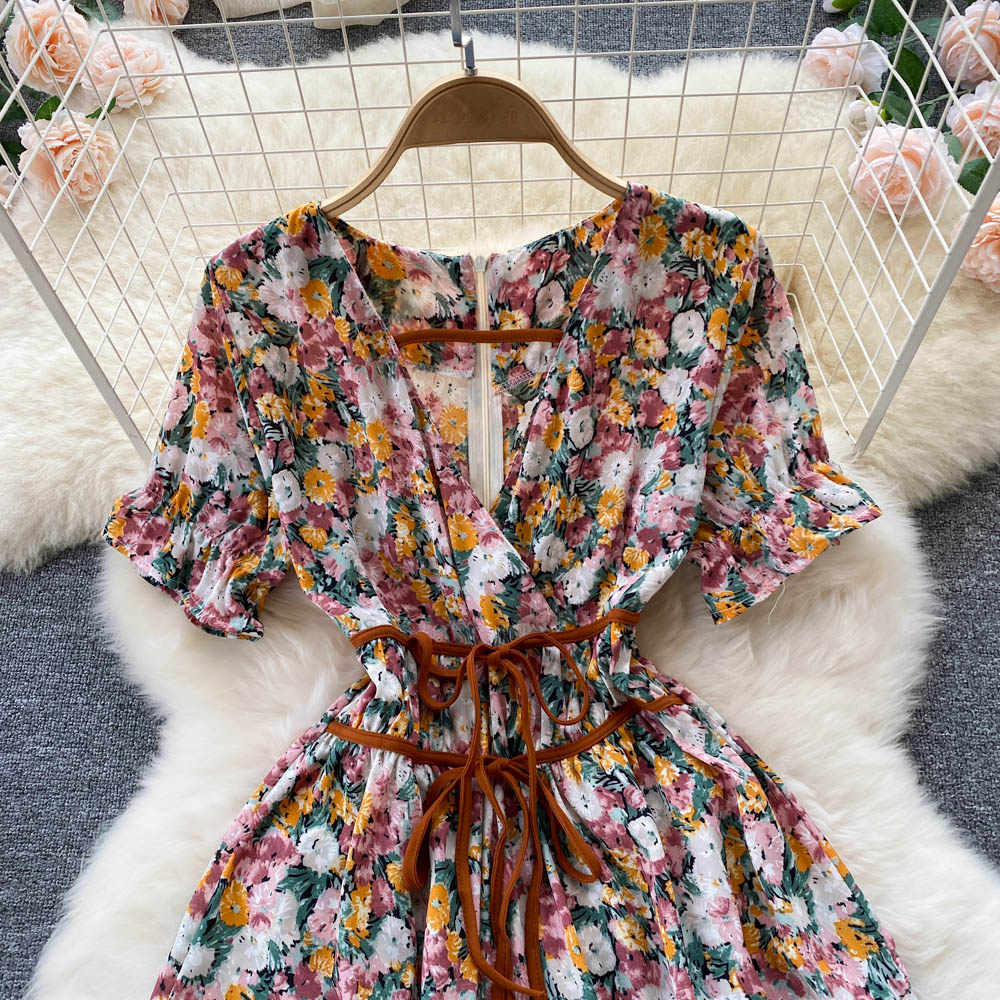 Cute Floral Short Dress A Line Fashion Dress RF0103