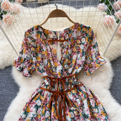 Cute Floral Short Dress A Line Fashion Dress RF0103