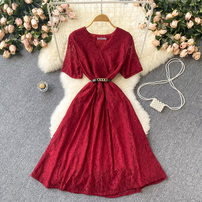 Cute V Neck Lace Short Dress A Line Fashion Dress RF0102