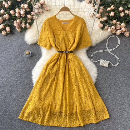 Cute V Neck Lace Short Dress A Line Fashion Dress RF0102