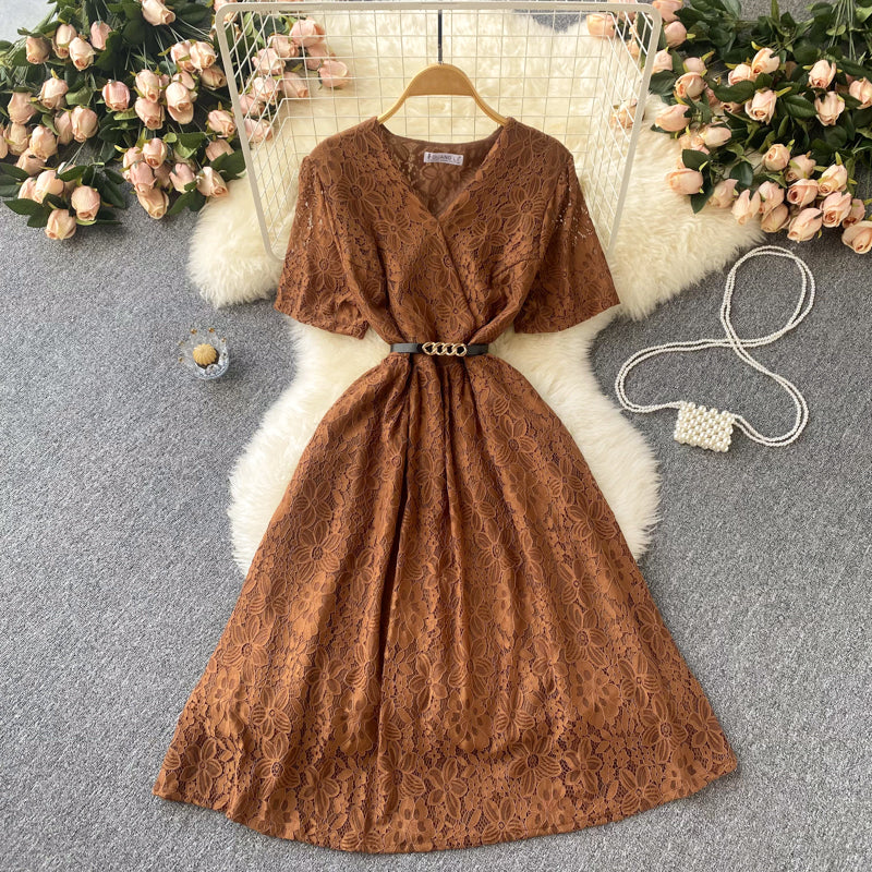 Cute V Neck Lace Short Dress A Line Fashion Dress RF0102