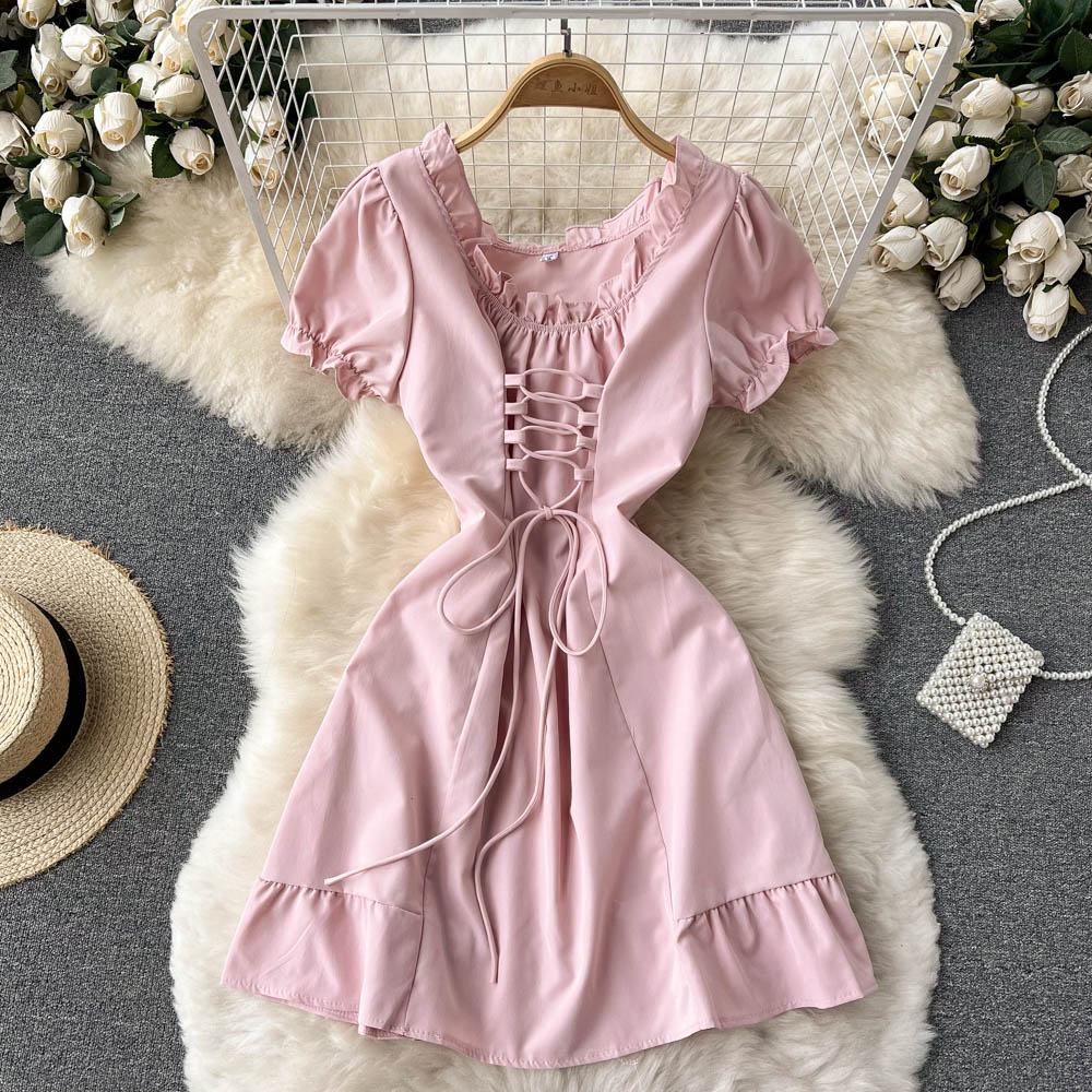 Robe trapèze à lacets pour fille, jolie robe tendance, RF0101