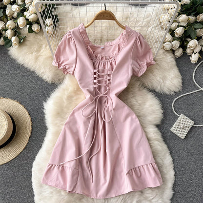 Robe trapèze à lacets pour fille, jolie robe tendance, RF0101