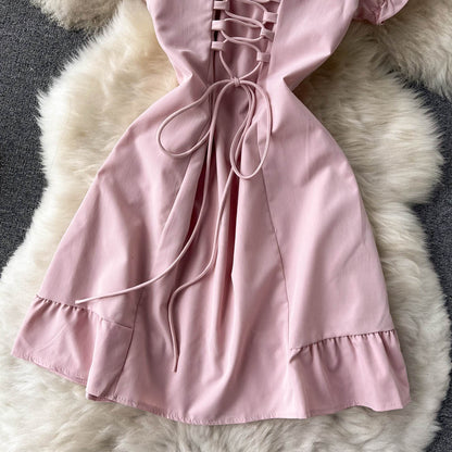 Robe trapèze à lacets pour fille, jolie robe tendance, RF0101