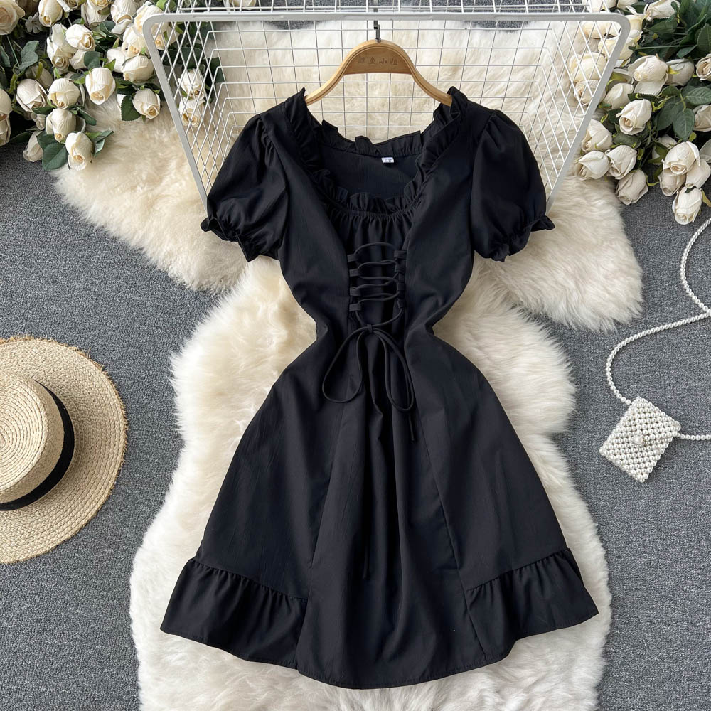 Robe trapèze à lacets pour fille, jolie robe tendance, RF0101