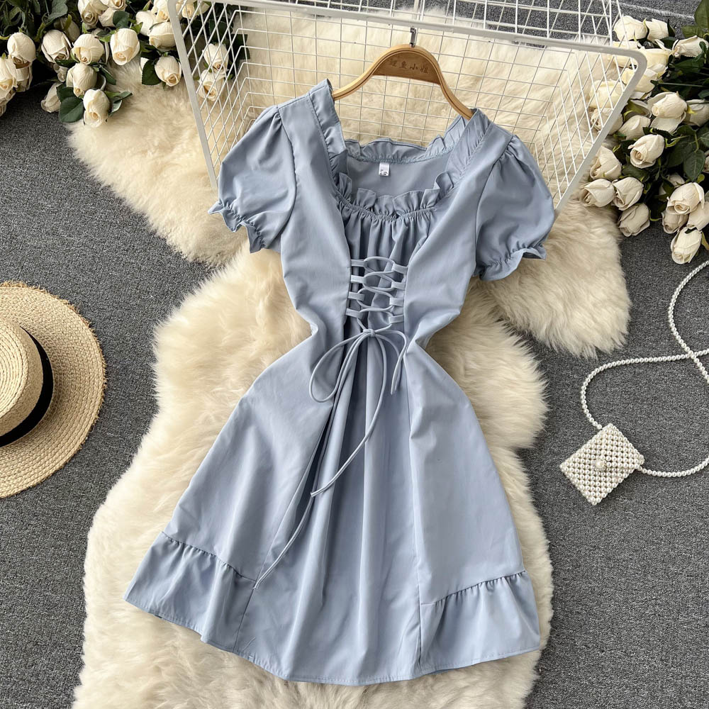 Robe trapèze à lacets pour fille, jolie robe tendance, RF0101