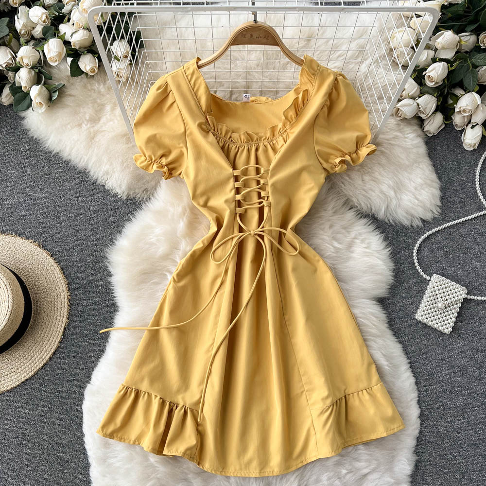 Robe trapèze à lacets pour fille, jolie robe tendance, RF0101